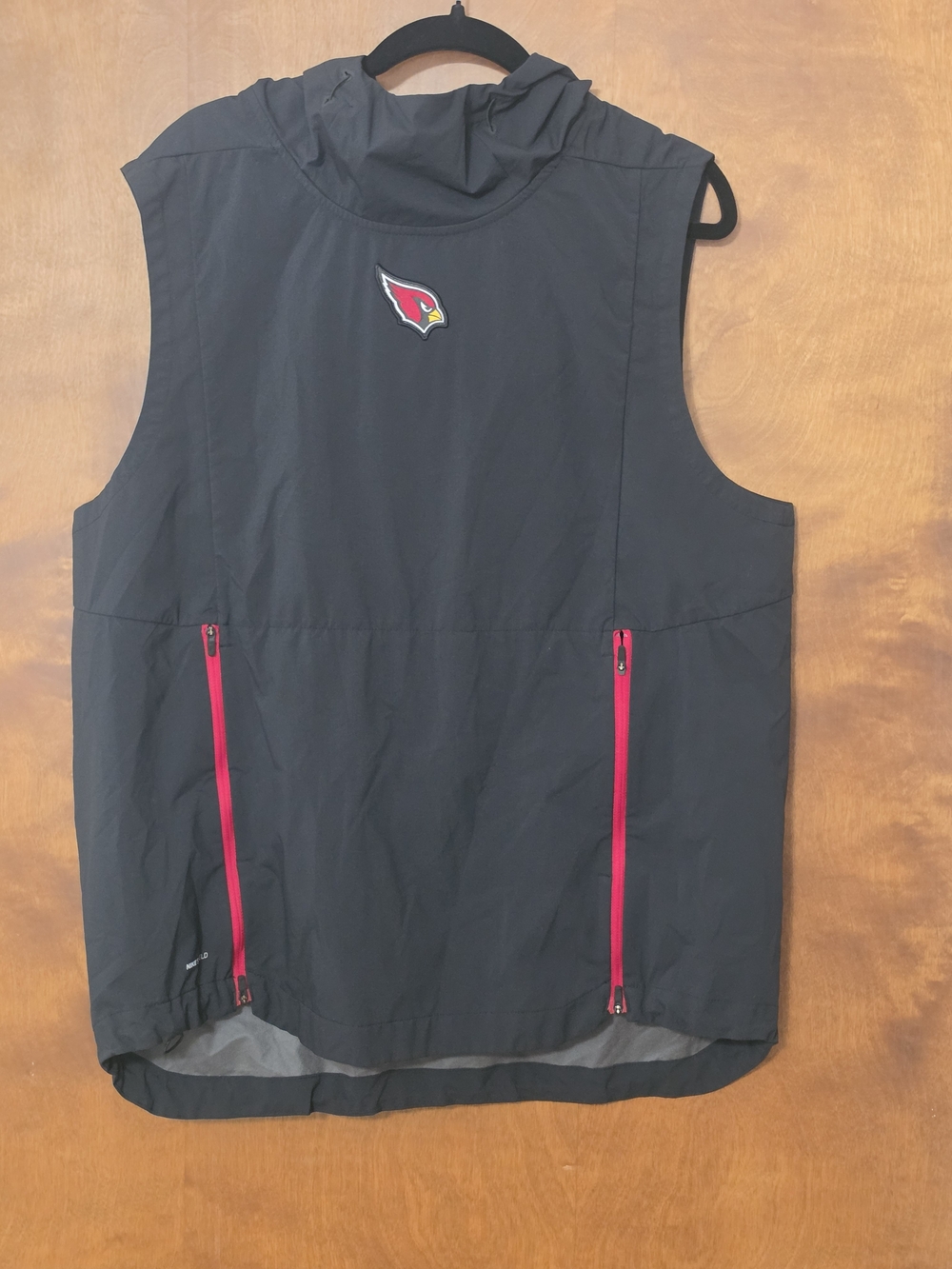 Arizona Cardinals Black Nike Sideline Fly Rush Performance Pullover Hooded Vest